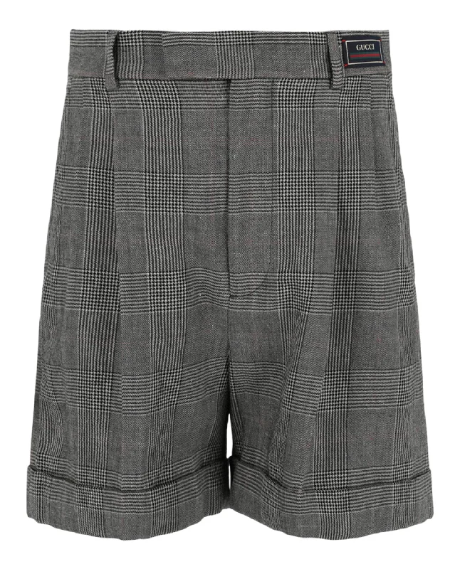 Men's Sweatpants for LoungingCuffed Houndstooth Plaid Shorts