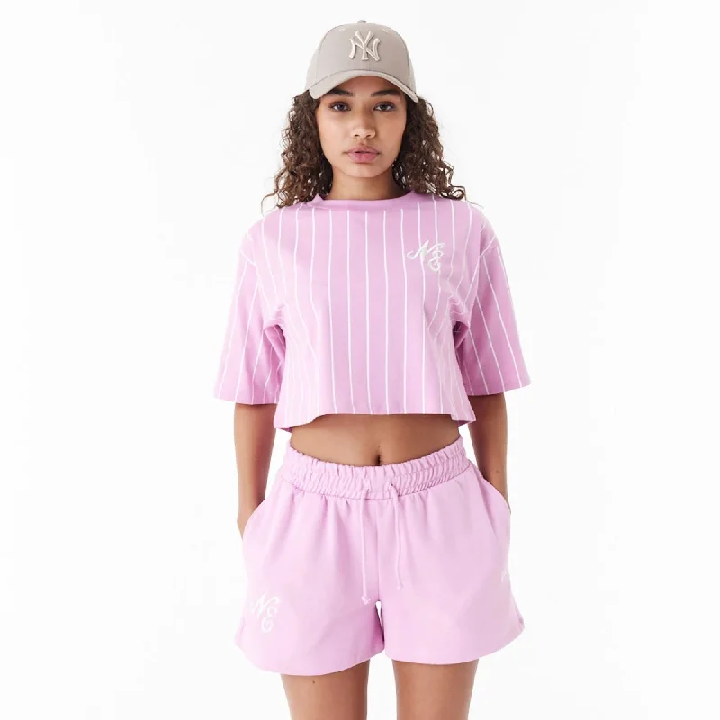 Men's Shirts with Bow TiesNew Era Pinstripe Pink Womens Crop T-Shirt