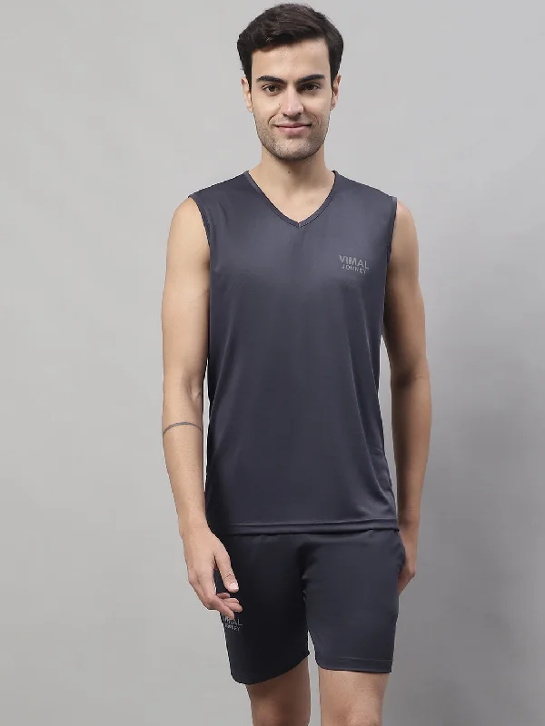 Mack Jonney Grey Dryfit Lycra Solid Co-ord Set Tracksuit For Men(Zip On 1 Side Pocket)
