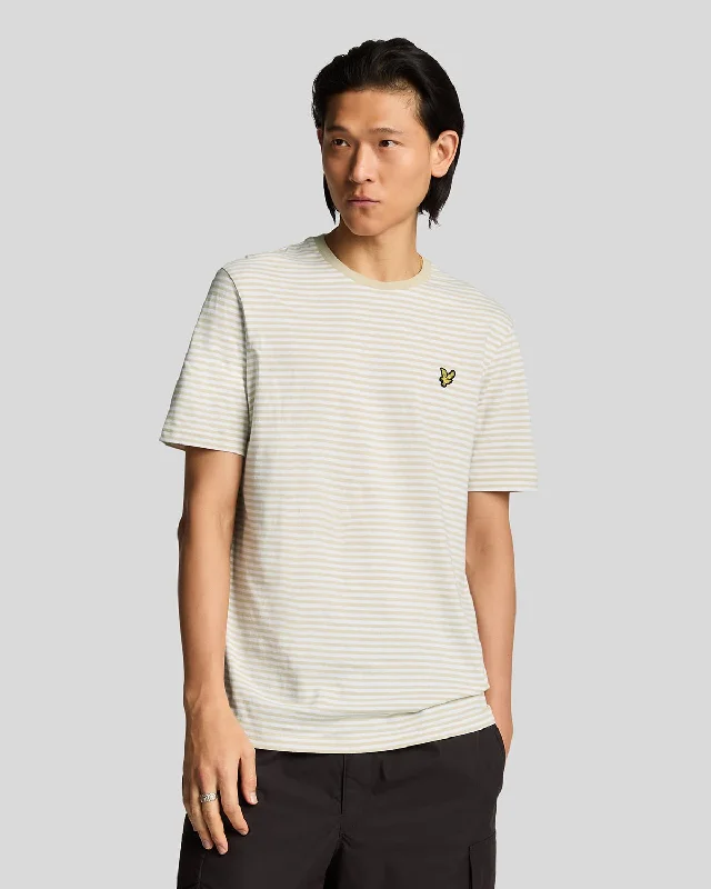Men's Shirts with Single-Breasted DesignsLinen Blend Breton Stripe T-Shirt