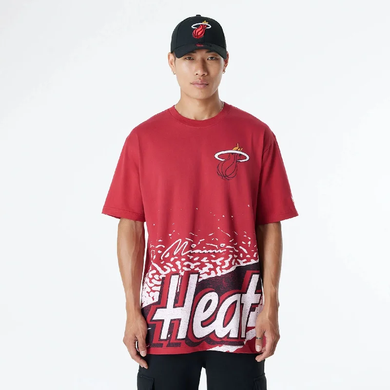 Warm Men's Fleece-Lined TopsMiami Heat Sport Classic Dark Red T-Shirt