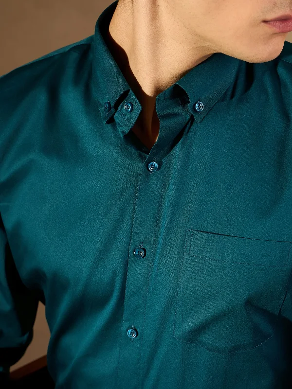 Men's V-Neck T-Shirts for a Flattering ShapeMen Teal Green Smart Slim Fit Solid Formal Shirt Men's V-Neck T-Shirts for a Flattering ShapeMen Teal Green Smart Slim Fit Solid Formal Shirt