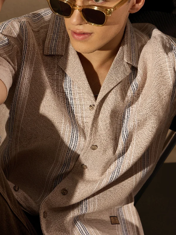 Men's Smart Casual Shirts for Business Casual SettingsAspect Striped Oversized Cotton Shirt Men's Smart Casual Shirts for Business Casual SettingsAspect Striped Oversized Cotton Shirt