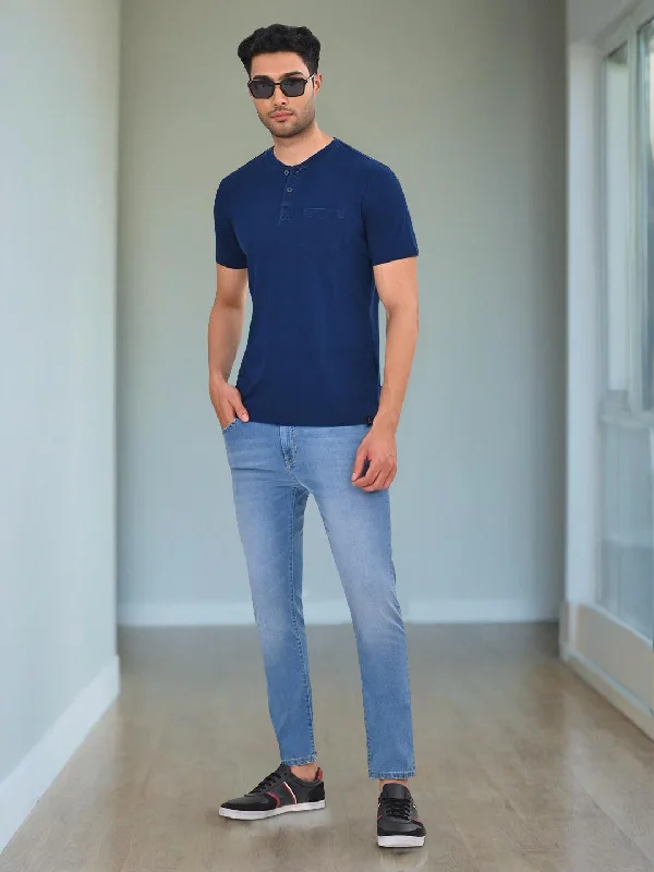 Men's Shirts with Drawstring WaistbandsMen Solid Henley T-Shirt
