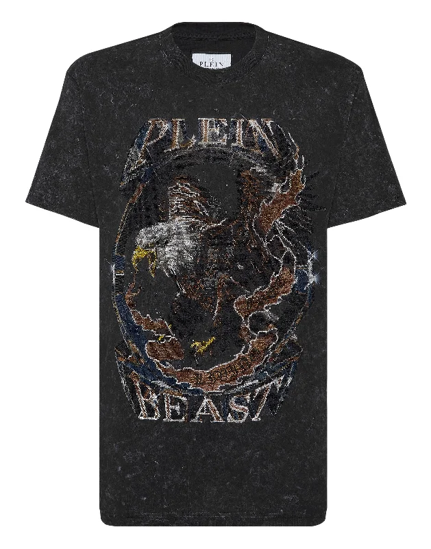 Men's Shirts with Hidden ButtonsT-shirt Round Neck LS With Stones