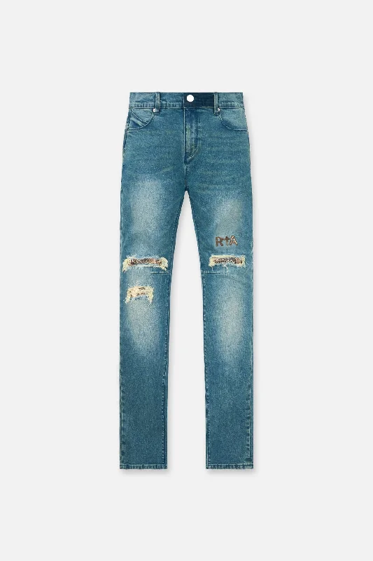 Men's Pants with Logo EmbossmentsBRYANT SKINNY JEAN | BLUE DISTRESSED SNAKE