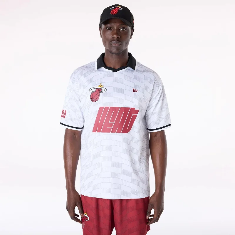Men's Shirts with Contrast StitchingMiami Heat NBA Soccer White Oversized T-Shirt