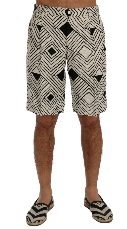 Men's Sports Pants for Active LifestylesDolce & Gabbana Chic Striped Casual Shorts - Hemp & Linen Men's Blend
