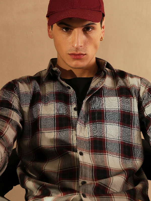 Men's Denim Shirts for a Rugged LookDENNISON Men Grey & Black Checked Shirt