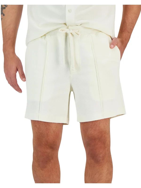 Men's Zippered Pants for SecurityMens Above Knee Pique Casual Shorts