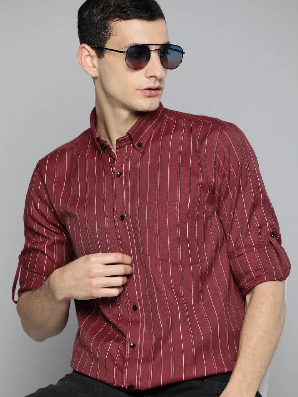 Men's Monochrome Shirts for a Minimalist VibeSmart Slim Fit Striped Formal Shirt