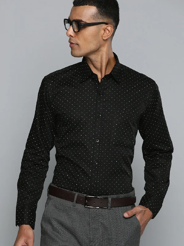 Men's Hawaiian Shirts for a Tropical VibeDENNISON Men Black Smart Polka Dots Printed Formal Shirt Men's Hawaiian Shirts for a Tropical VibeDENNISON Men Black Smart Polka Dots Printed Formal Shirt