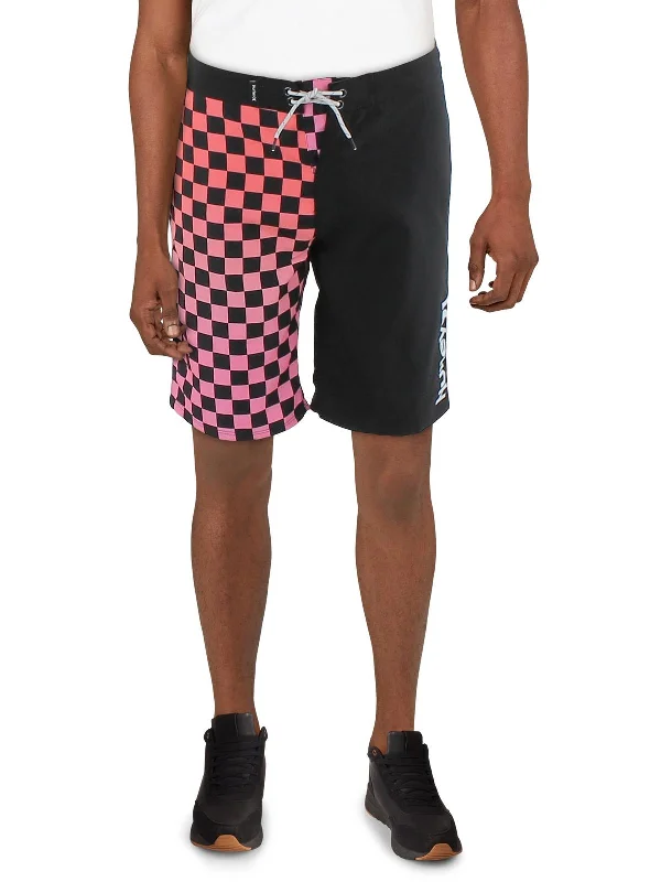 Layered Men's OverallsMens Colorblock Logo Casual Shorts