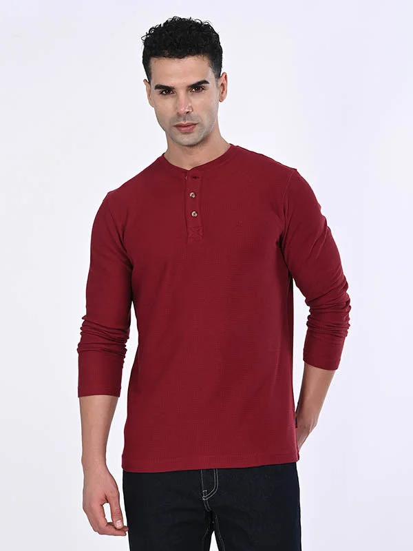 Men's Shirts with Checkered PatternsMen Solid Henley T-Shirt