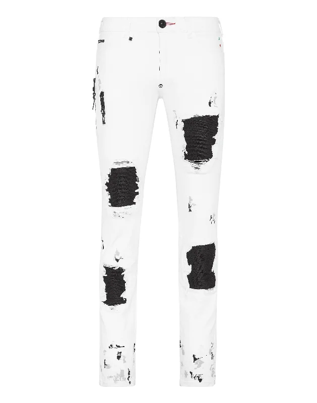 Men's Button-Fly Pants for a Traditional TouchDenim Trousers Biker Fit Dripping