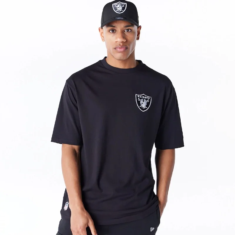 Men's Shirts with Ruffled HemlinesLas Vegas Raiders NFL League Essential Black Oversized T-Shirt