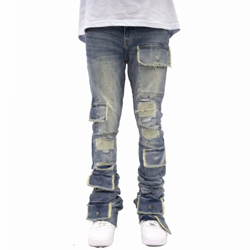 Men's Party Pants for a Fun Night OutSi Tu Veux Brutini Super Stacked Cargo Jeans (Indigo Wash) TV0051-STK Men's Party Pants for a Fun Night OutSi Tu Veux Brutini Super Stacked Cargo Jeans (Indigo Wash) TV0051-STK
