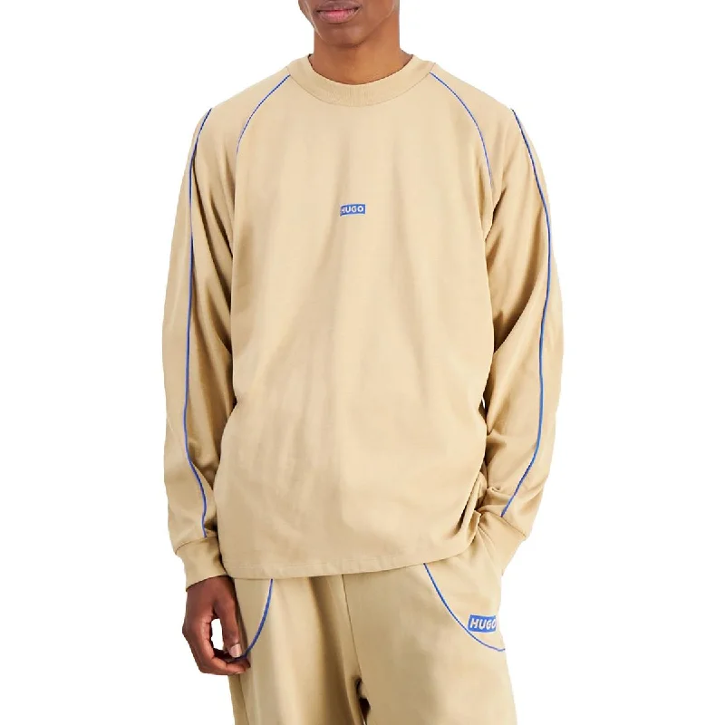 Men's Shirts with Appliqué DetailsMens Piping Cotton T-Shirt