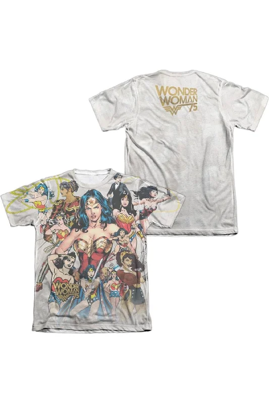Men's Shirts with Hidden PocketsWonder Woman 75th Collage (Front/Back Print) Adult Poly/Cotton Short Sleeve Tee / T-Shirt