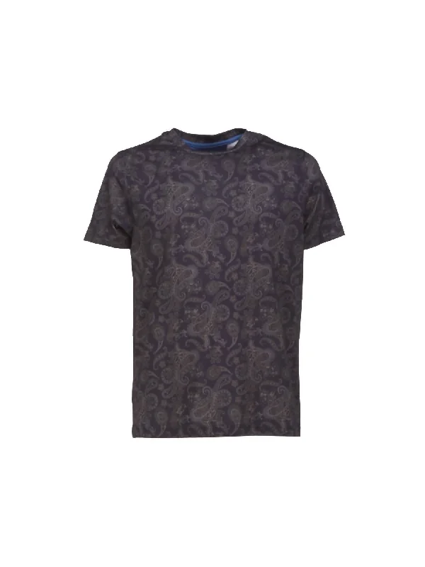 Men's Shirts with Mock NecksPaisley T-Shirt In Navy/brown
