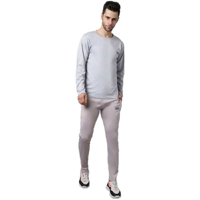 Mack Jonney Dryfit Lycra Light Grey Tracksuit for Men
