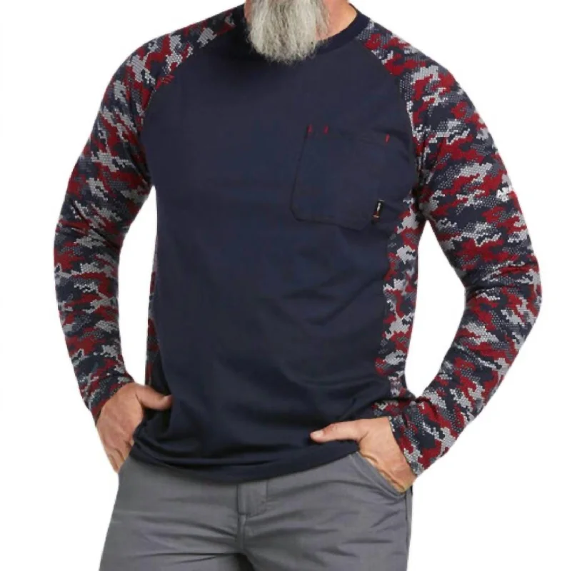 Versatile Men's Tank TopsStretch Camo Baseball T-Shirt - Plus In Navy,white,red Camo