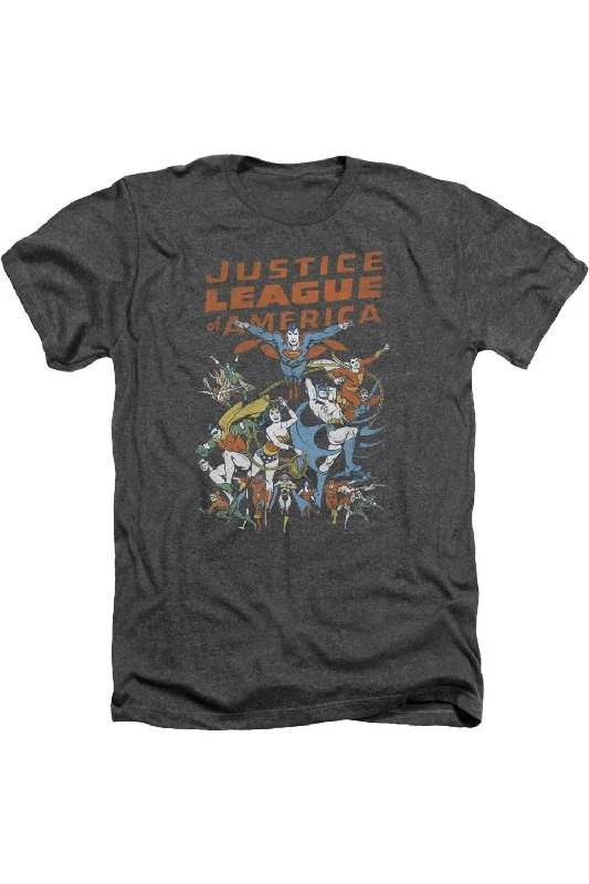 Men's Shirts with Pleated HemlinesJustice League of America Big Group Adult Heather Tee / T-Shirt