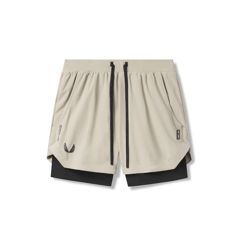 Men's Pants with Reflective Stripes for Safety0865. Tetra-Lite® 5" Liner Short - Sand Smoke "Wings"/Black