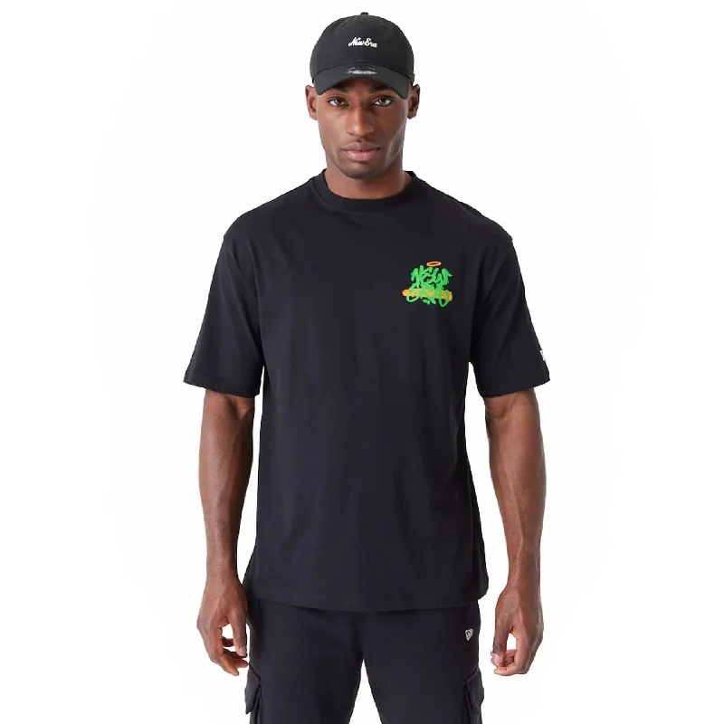 Men's Sleeveless TopsNew Era Spray Graphic Black Oversized T-Shirt