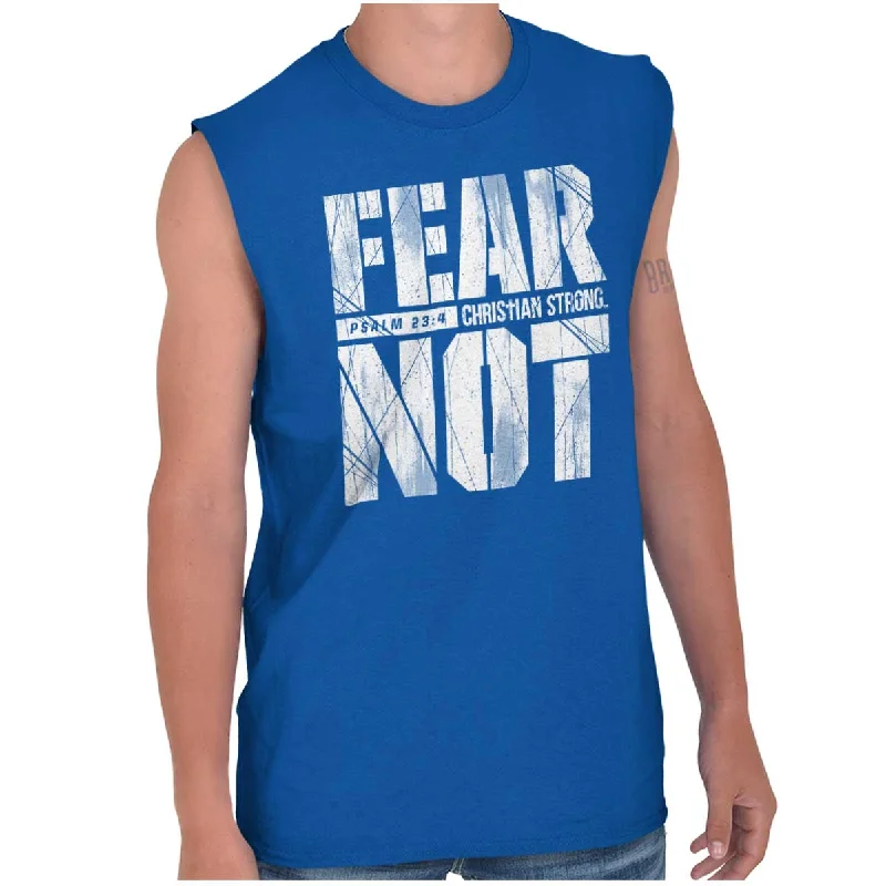 Men's Layering Shirts for Seasonal TransitionsFear Not Psalm 23:4 Sleeveless T Shirt Men's Layering Shirts for Seasonal TransitionsFear Not Psalm 23:4 Sleeveless T Shirt