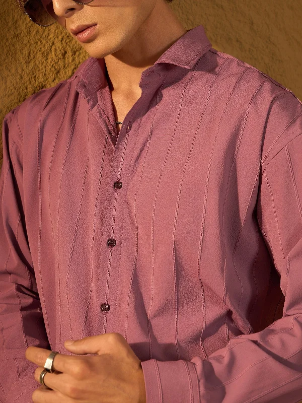 Men's Spread-Collar Shirts for a Bold StatementDrop Shoulder Oversized Pintuck Shirt Men's Spread-Collar Shirts for a Bold StatementDrop Shoulder Oversized Pintuck Shirt