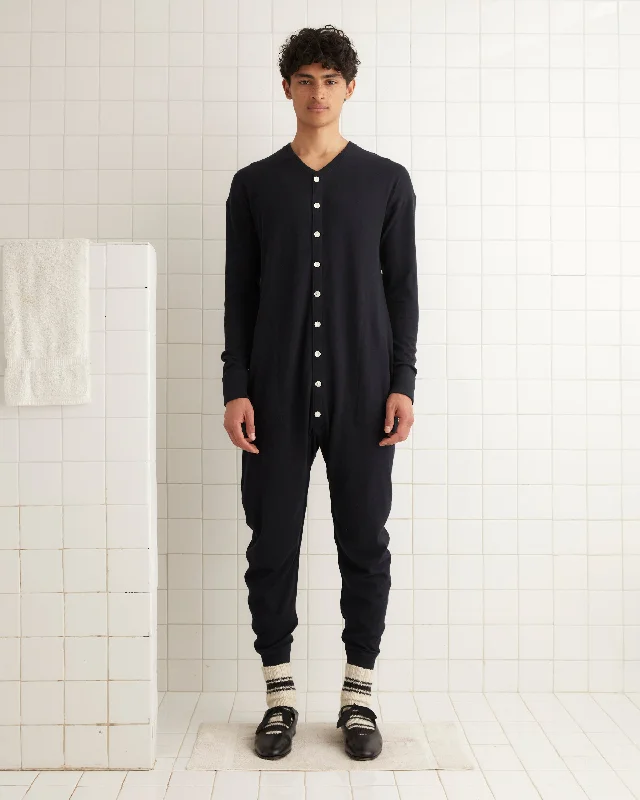 Warm Men's Fleece-Lined PantsLong Johns - Black