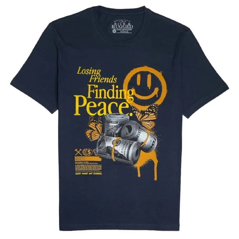 Men's Shirts with Elastic WaistbandsMen's Peace T-Shirt In Navy