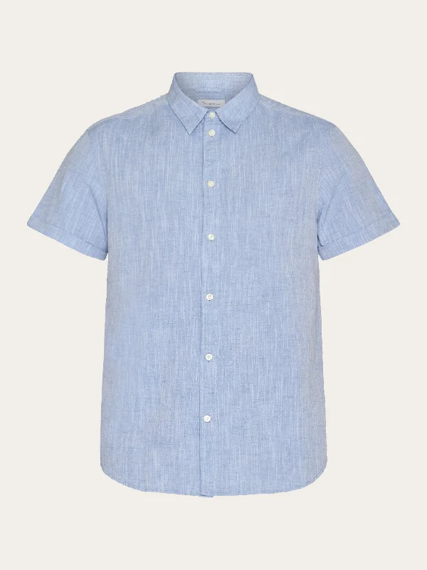 Men's Oxford Shirts for a Preppy StyleCustom fit linen short sleeve shirt - Moonlight Blue