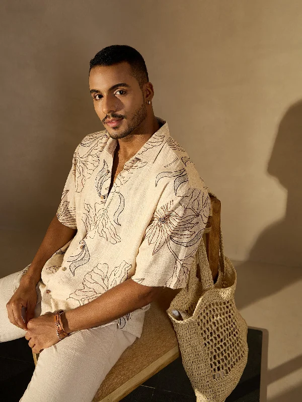 Men's Unique Dress Shirts for a Statement LookFloral Printed Drop Shoulder Oversized Casual Shirt Men's Unique Dress Shirts for a Statement LookFloral Printed Drop Shoulder Oversized Casual Shirt