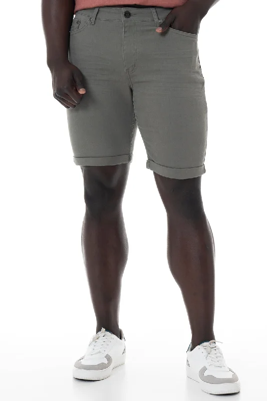 Men's Pants with Button-CuffsDenim Shorts _ 153936 _ Fatigue