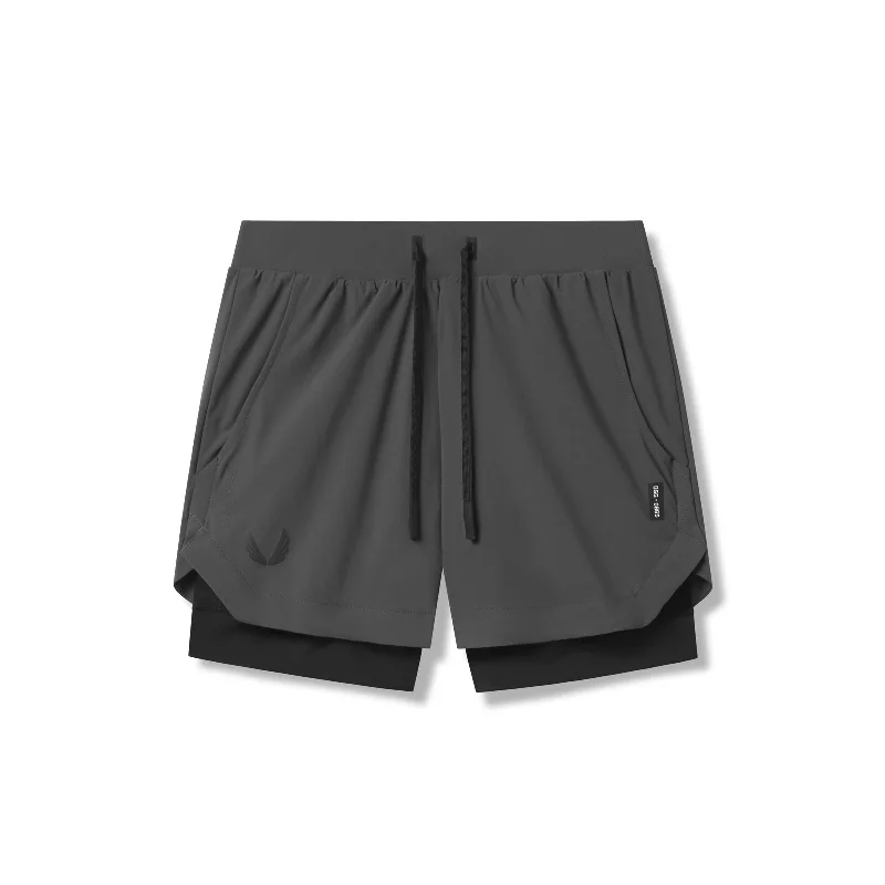 Men's Patterned Pants with Checks0865. Tetra-Lite® 5" Liner Short - Space Grey "Wings"/Black