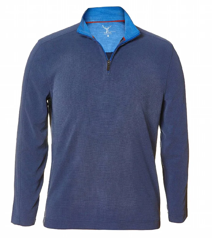 Men's Waffle Quarter Zip Sweater In Navy