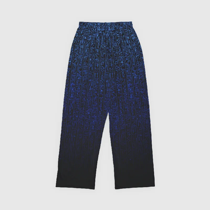 Men's Low-Waisted Pants for a Casual VibeEgyptian Glyphs Blue Lounge Bottoms