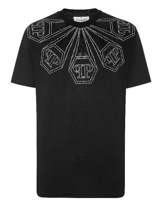 Men's Shirts with Convertible CollarsT-shirt Round Neck SS Hexagon