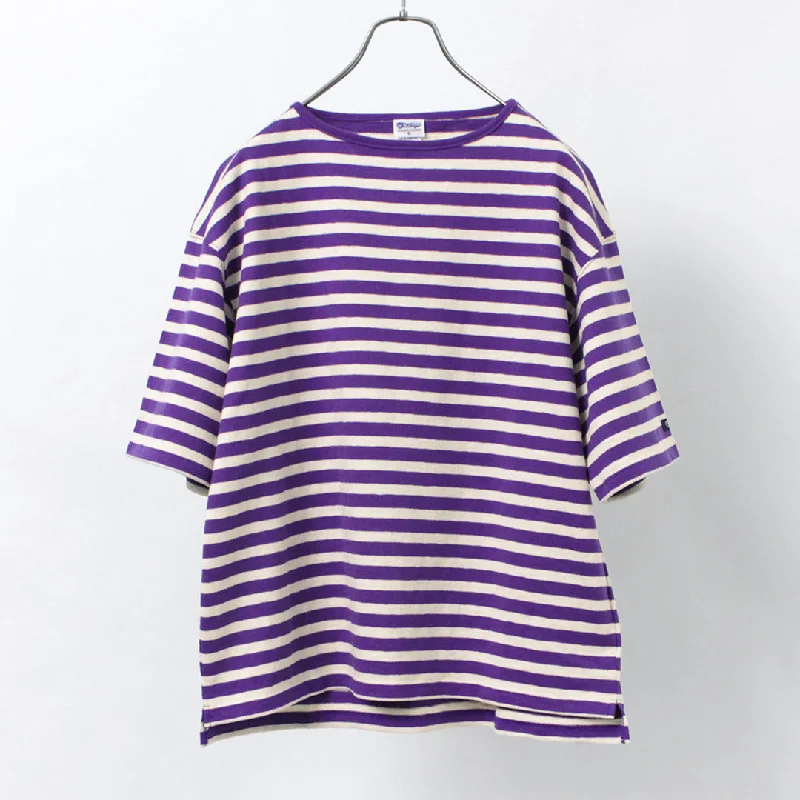 Men's Shirts with Pocket SquaresTIEASY / HDCS Big stripe boat-neck T-shirt