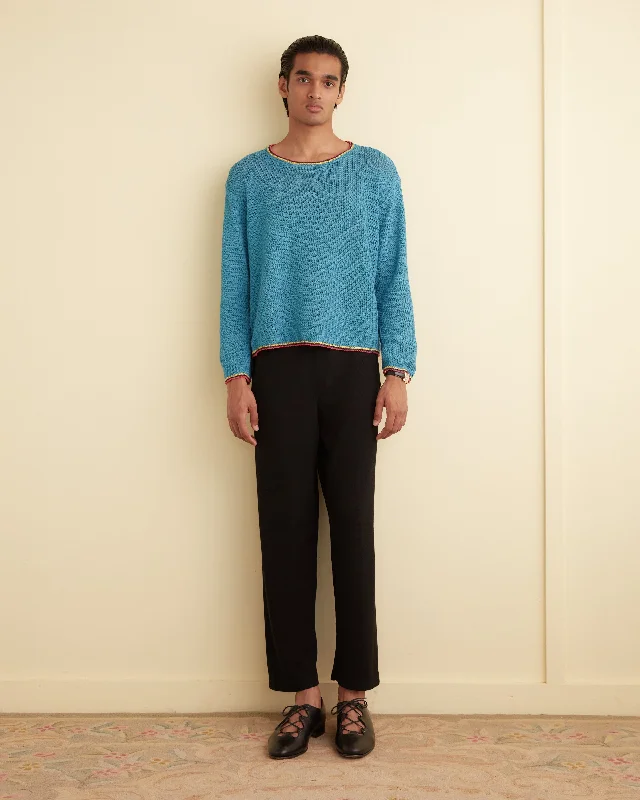 Men's Pants with Contrast StitchingCrepe Joggers - Black