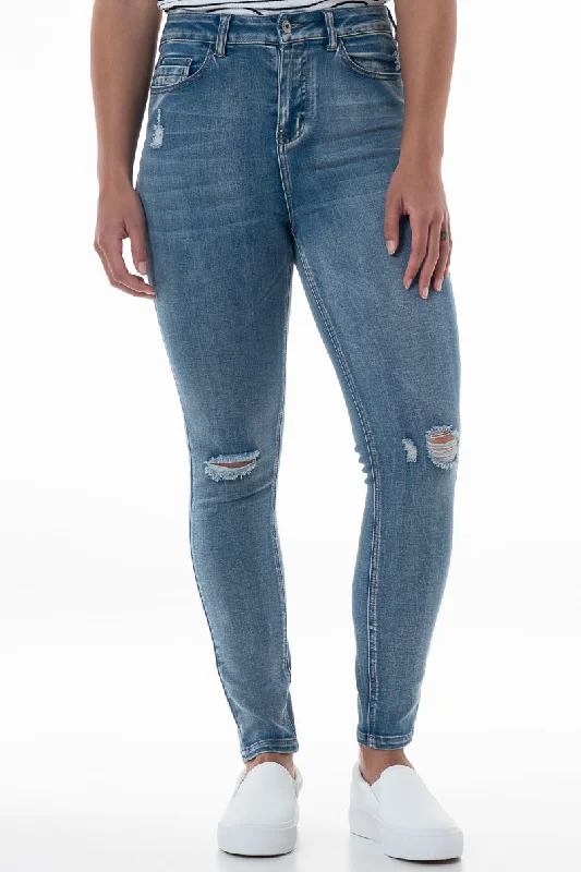 Men's Pants with Pleated FrontsRf05 Hi Rise Skinny Jeans _ 148260 _ Mid Wash