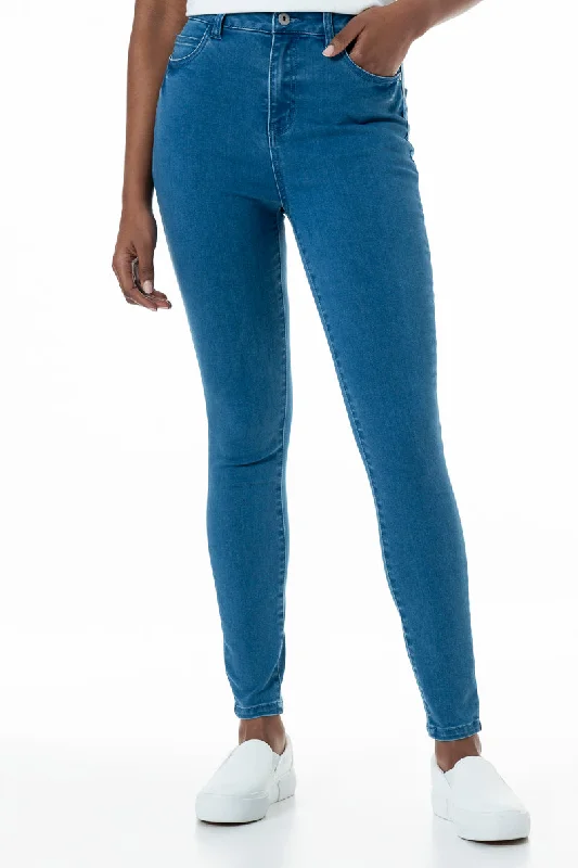 Men's Pants with Contrast StitchingRf09 Hi-Waisted Skinny Jeans _ 151010 _ Mid Wash