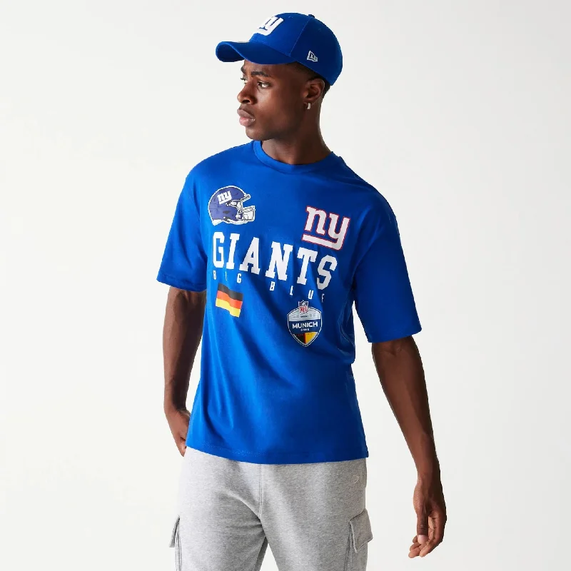Men's Shirts with Raw-Edge HemlinesNew York Giants NFL Games Collegiate Blue Oversized T-Shirt