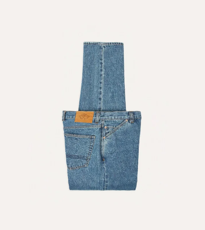 Classic Men's JeansBleach Wash 14.2oz Japanese Selvedge Denim Five-Pocket Jeans