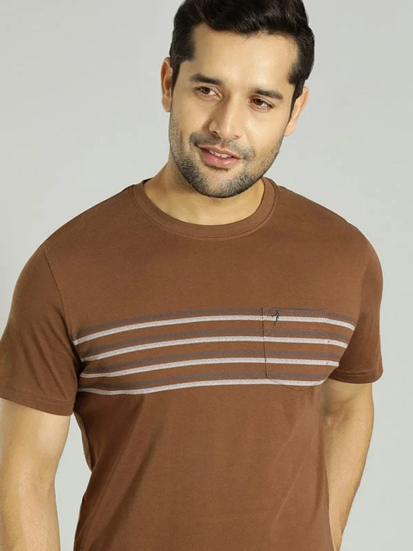 Men's Shirts with Patch PocketsMen Striped Crew Neck T-Shirt