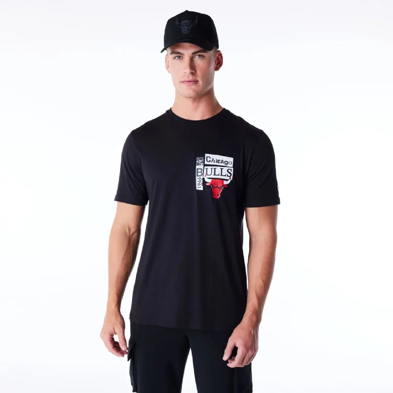 Men's Shirts with Drawstring WaistbandsChicago Bulls Newspaper Graphic Black T-Shirt