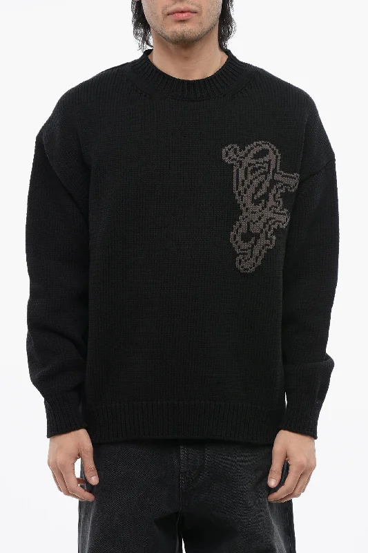 Off-White Cotton Nature Lover Crewneck Sweater