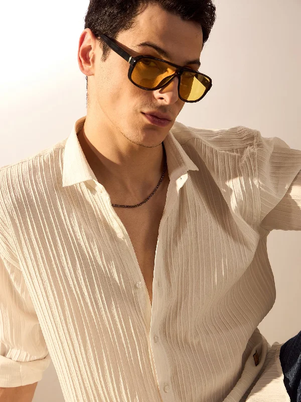 Lightweight Men's Poplin ShirtsWhite: Self-Design Oversized Shirt